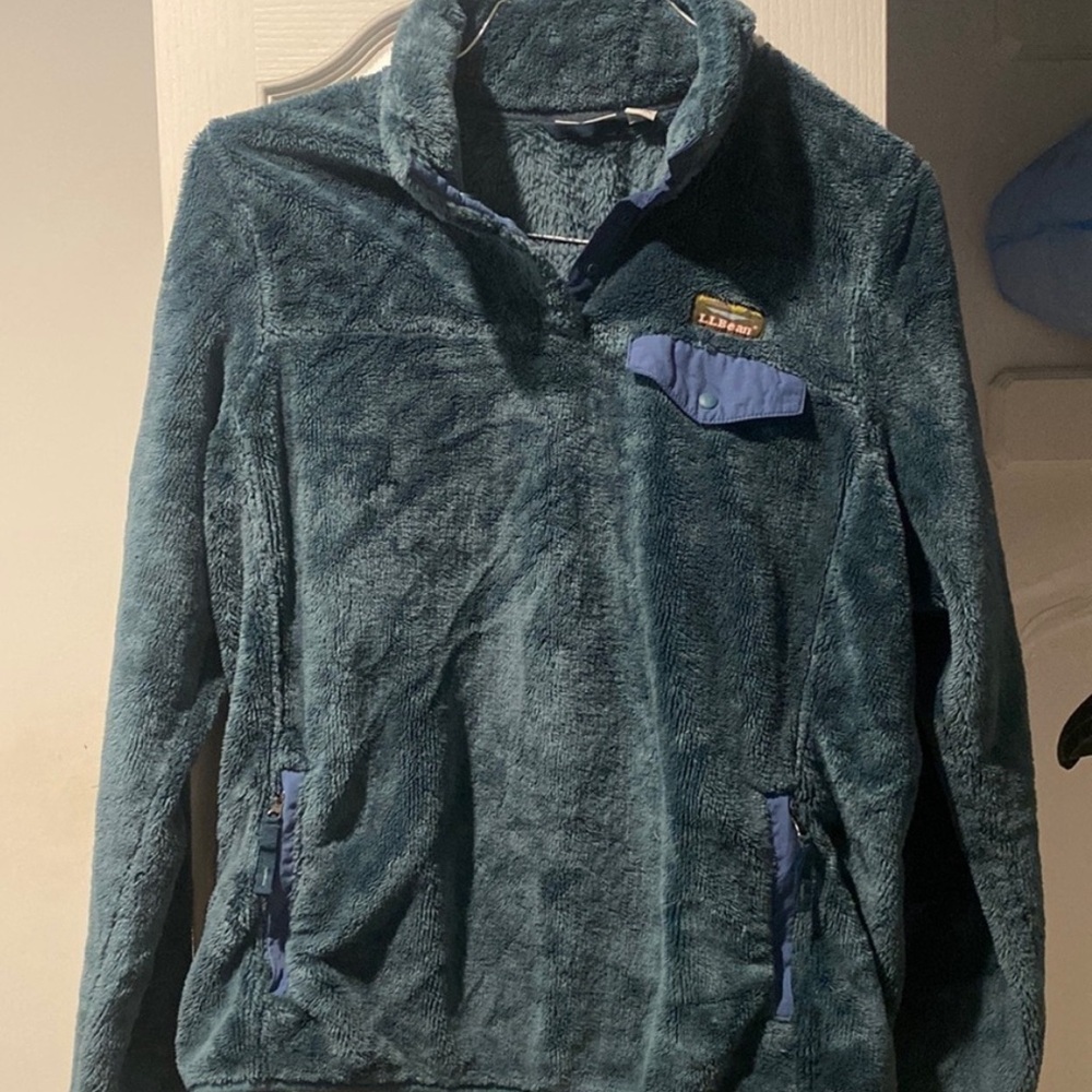 L.L. Bean Teal Green Plush Fleece Pullover